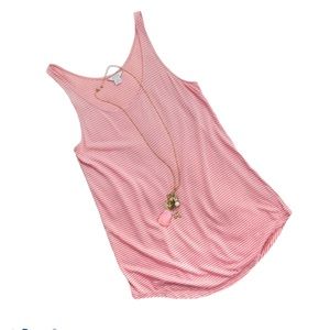 Fossil Pink And Tan Stripe Tank XS